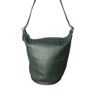 COACH Bottle Green Glove Tanned Leather Duffle Sac XL Bucket Bag 9085 USA COA